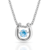 NC4742-MAR Montana Silversmiths Dancing Birthstone Horseshoe Necklace - Aquamarine