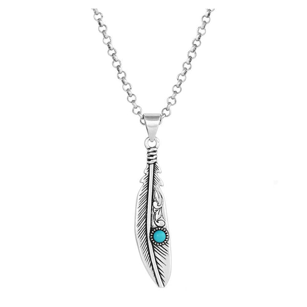 NC5486 Montana Silversmiths Solo Flight Turquoise Feather Necklace