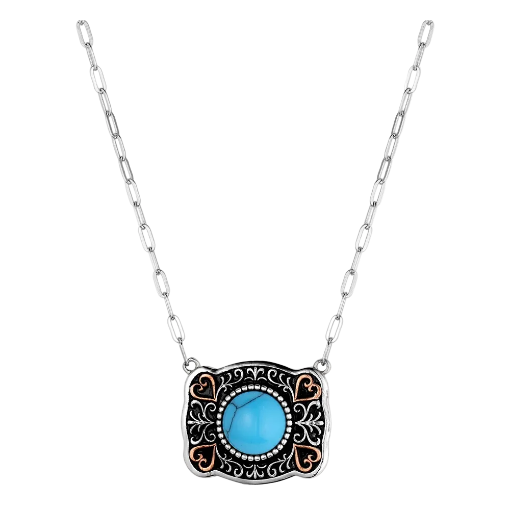 NC6522 Montana Silversmiths Baby Blue Turquoise Buckle Necklace