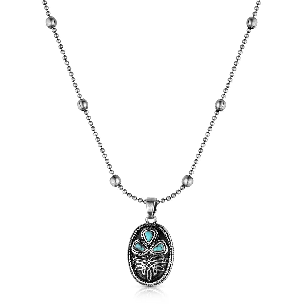 NC6604 Montana Silversmiths Boot Stitch Turquoise Necklace