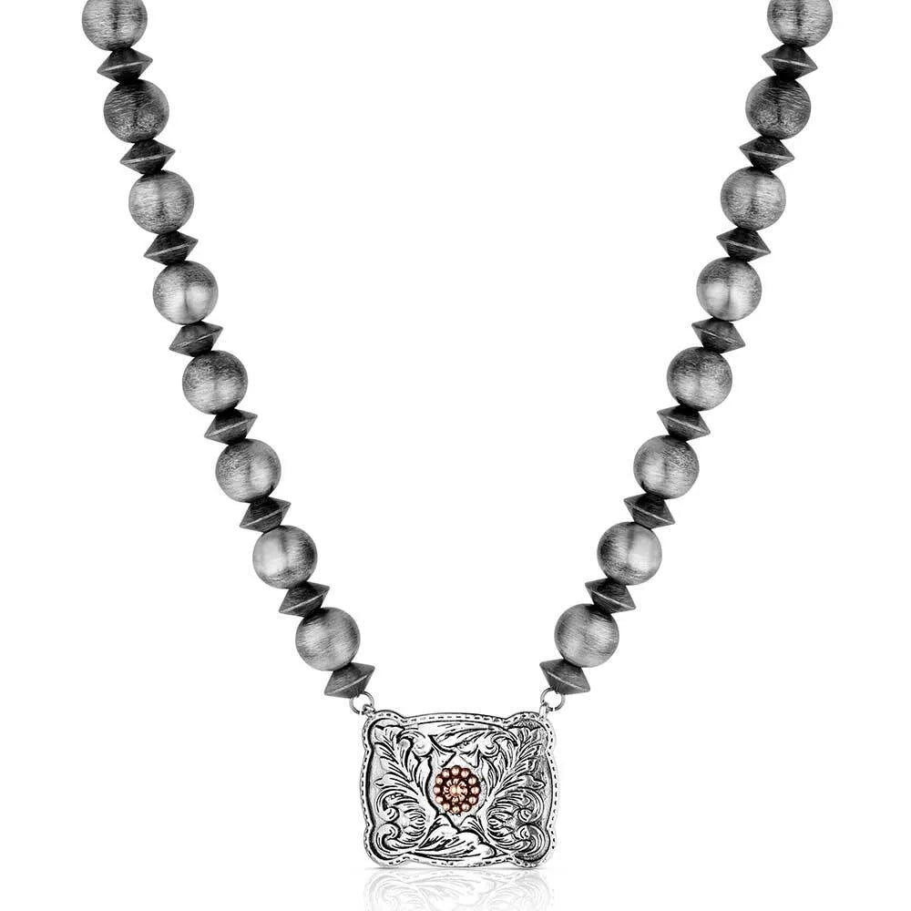 NC6608 Montana Silversmiths Cowgirl Pearls Buckle Necklace