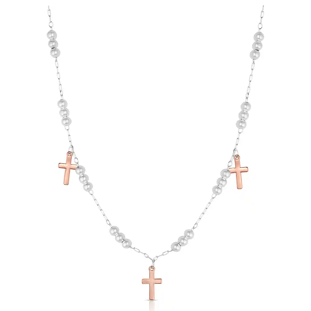 NC6680 Montana Silversmiths Rosy Outlook Cross Necklace