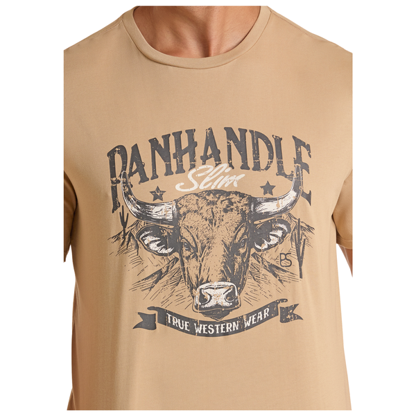 PU21T09019 Panhandle Slim Men's Short Sleeve Logo Graphic Tee - Taupe