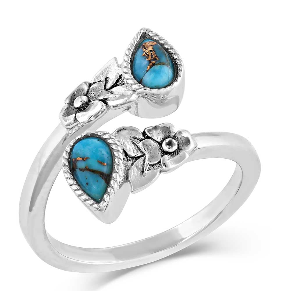 RG5193B Montana Silversmiths Heirloom Petals Turquoise Wrap Ring
