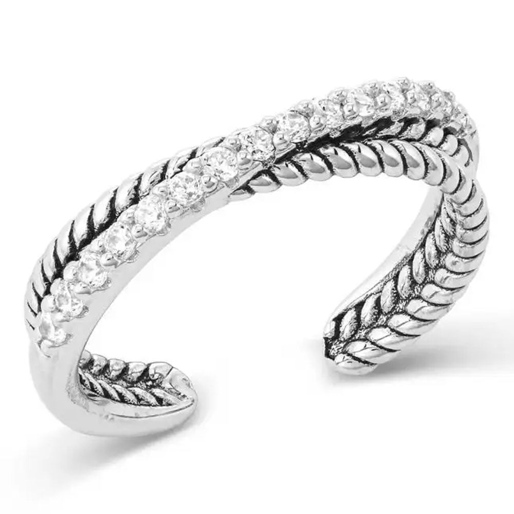RG5624 Montana Silversmiths Crystal Crossover Open Ring