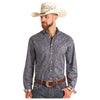 RMB2S05669 Panhandle Men's Long Sleeve Button Down Western Shirt - Light Navy Paisley