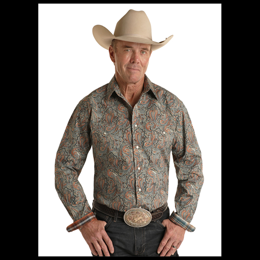 RMN2S02209 Panhandle Men's Long Sleeve Western Snap Shirt -Tan