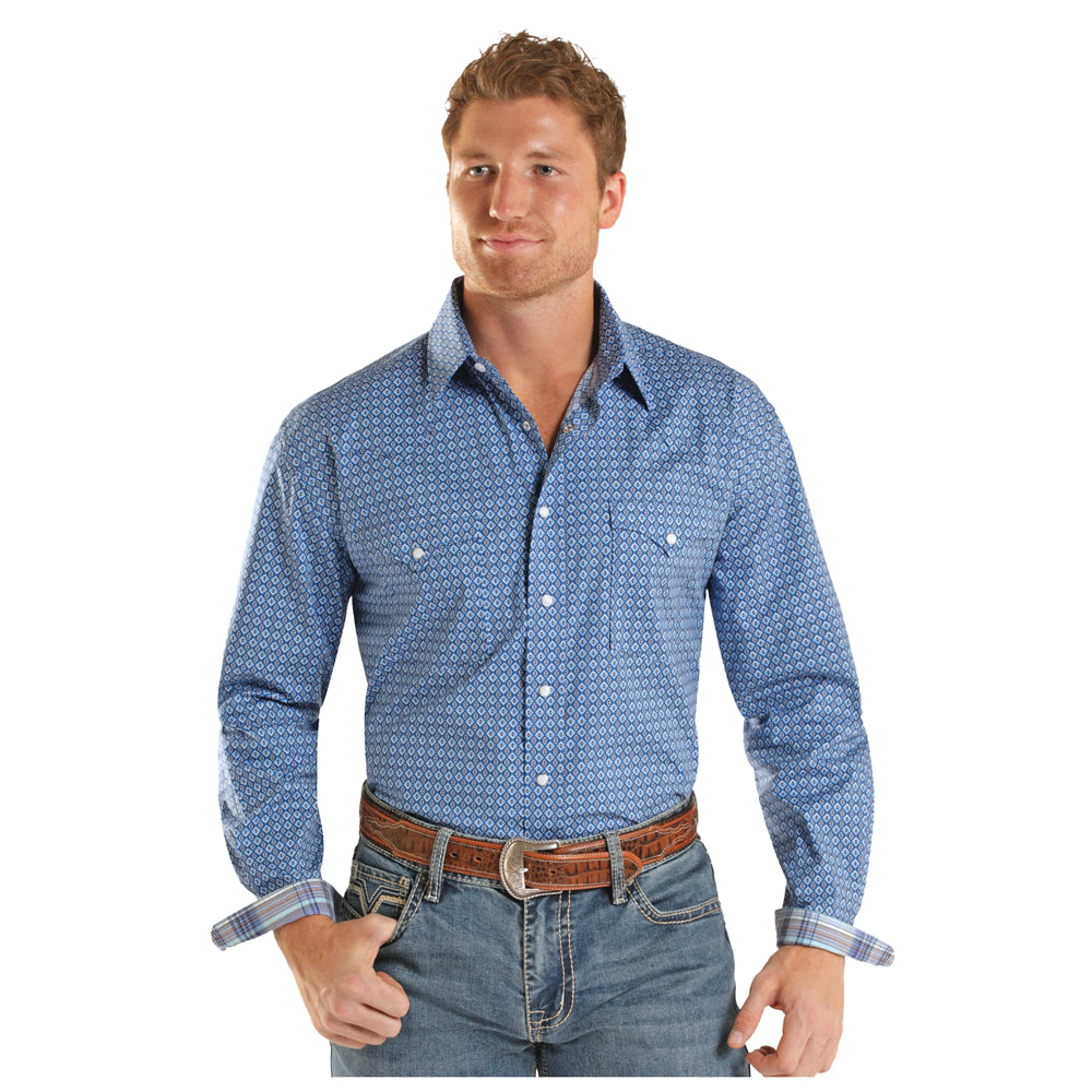 RMN2S08924 Panhandle Slim Men's Long Sleeve Western Snap Shirt - Navy
