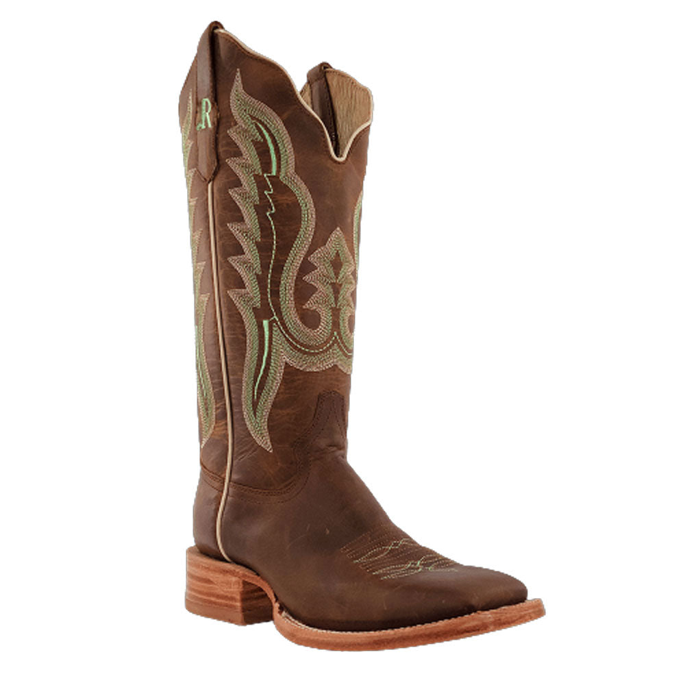 RWL8301-2 R. Watson Women's Arizona Tan Cowhide Wide Square Toe Cowboy Boot