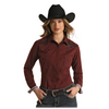 RWN2S02204 Panhandle Roughstock Women's Long Sleeve Western Snap Shirt - Maroon
