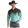 SMN2S02454 Panhandle Men's Long Sleeve Border Print Western Snap Shirt
