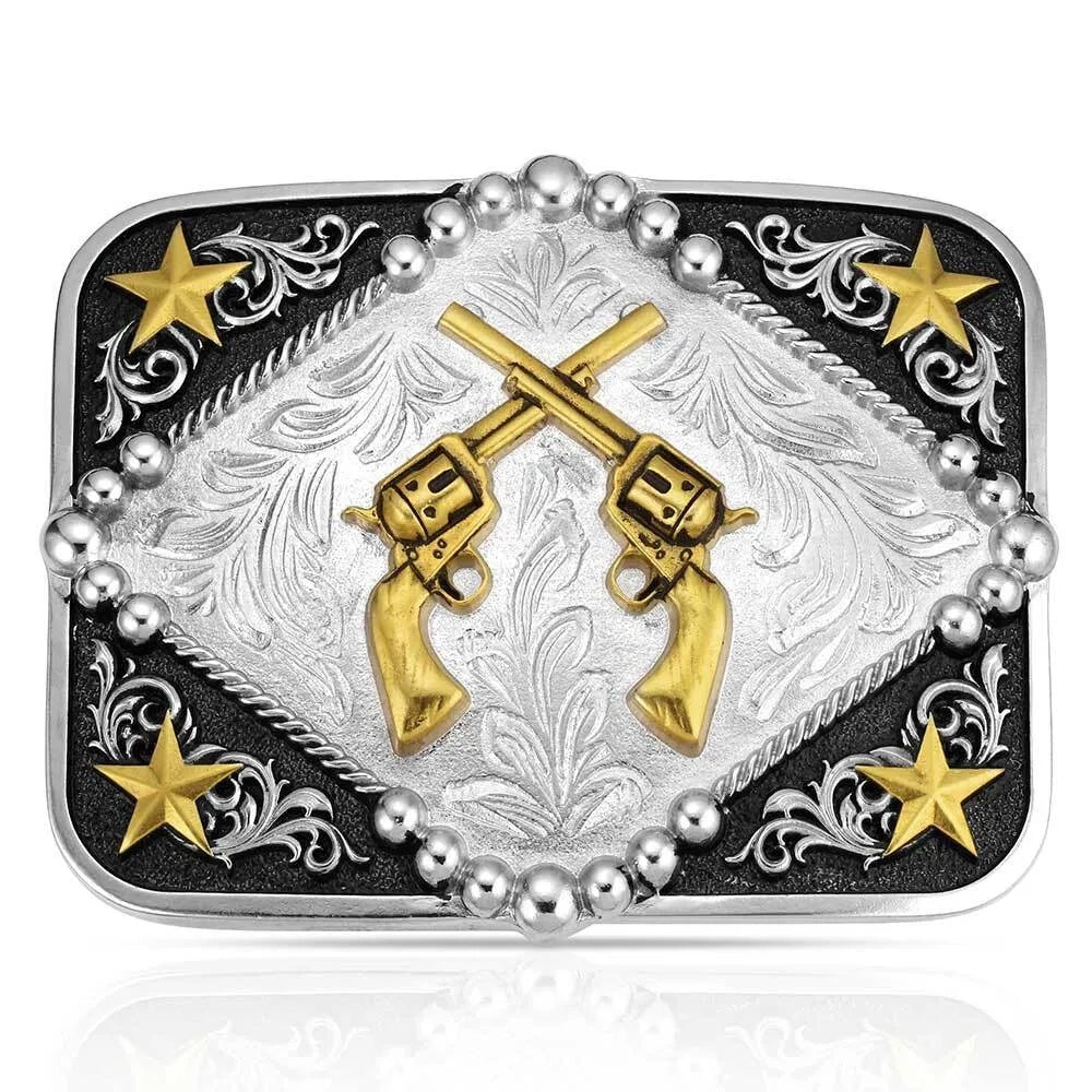 A1078P Montana Silversmiths Six Shooter Belt Buckle