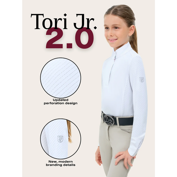 TRJ850KK RJ Classics Tori Jr Children's Long Sleeve English Show Shirt - White with Glam Time