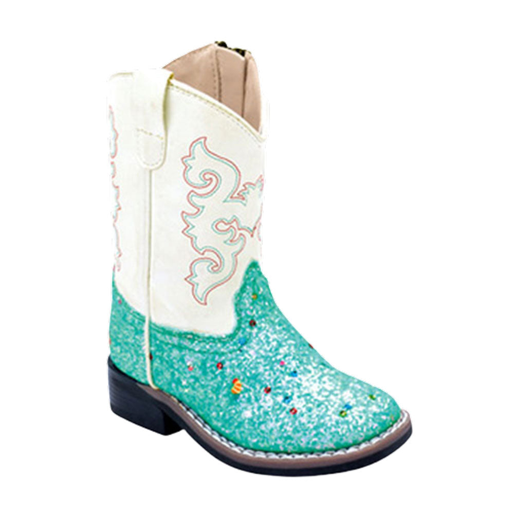 VB1086 Old West Toddler Turquoise Glitter Cowboy Boots