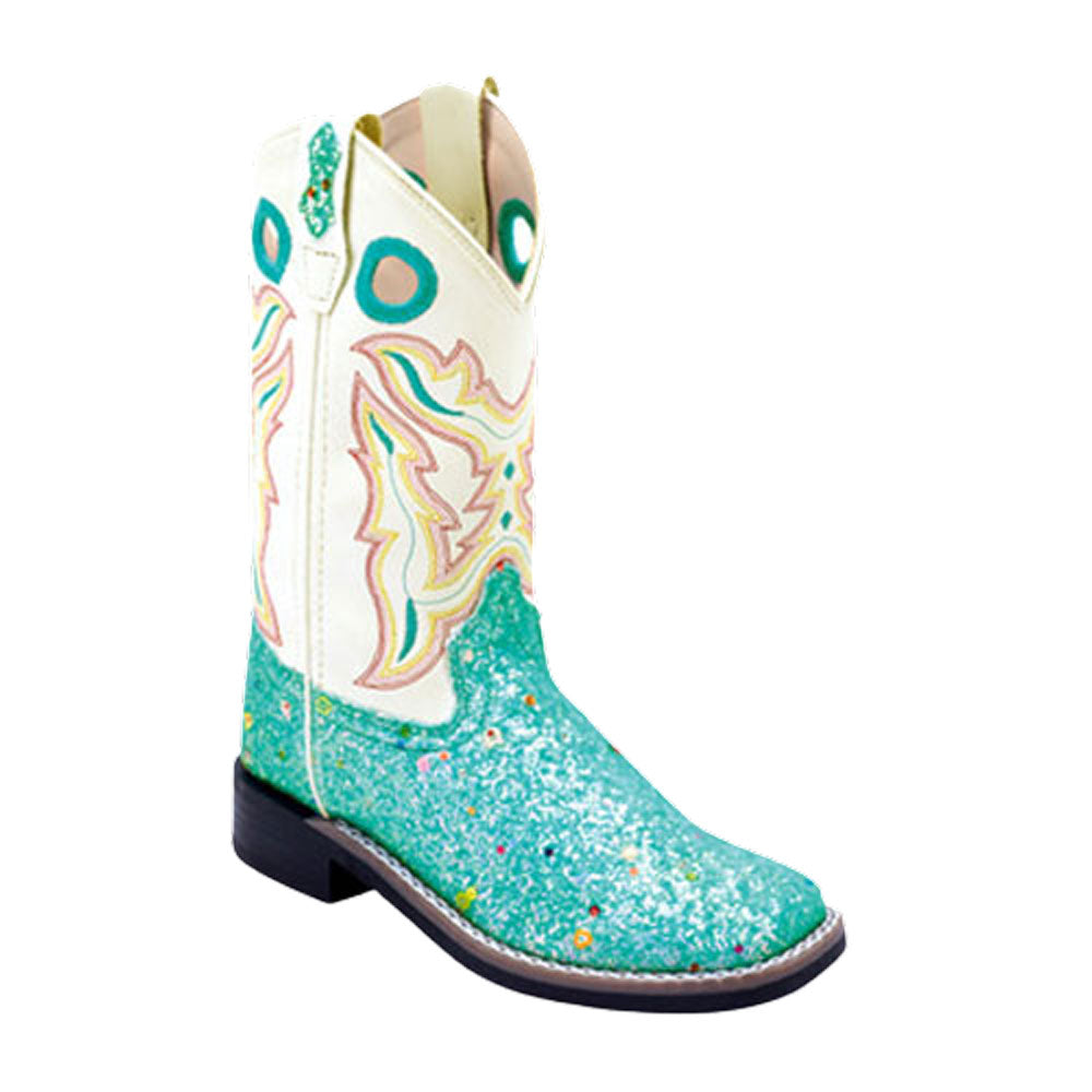 VB9186 Old West Children's Turquoise Glitter Cowboy Boots