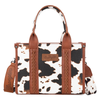 WG-HB-133-8120S-BR Wrangler Cow Print Concealed Carry Tote / Crossbody Purse - Brown