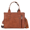 WG-HB-133-8120S-BR Wrangler Cow Print Concealed Carry Tote / Crossbody Purse - Brown