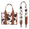 WG-HB-133-8120S-BR Wrangler Cow Print Concealed Carry Tote / Crossbody Purse - Brown