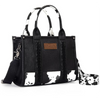 WG102-8120S-BK Wrangler Cow Print Concealed Carry Tote Crossbody Bag - Black
