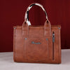 WG102-8120S Wrangler Cow Print Concealed Carry Tote Crossbody Bag - Brown