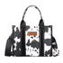 WG133-8120SBK Wrangler Cow Print Concealed Carry Tote Crossbody Purse - Black