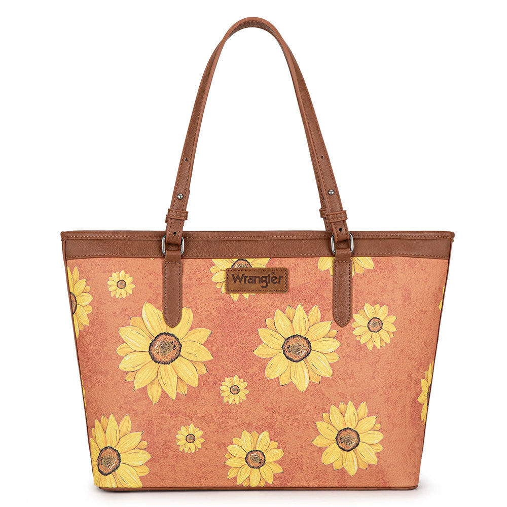 WG204-2002 Wrangler Sunflower Print Tote Bag - Brown