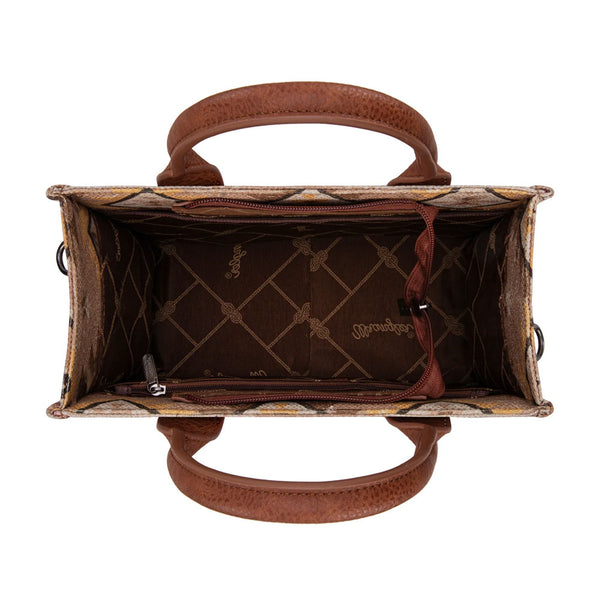WG2209-8120S Wrangler Aztec Pattern Dual Sided Print- Tote Crossbody Bag - Light Brown