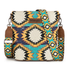 WG221-8360GN Wrangler Aztec Distressed Print Dual Sided Print Crossbody - Green