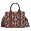 WG2213-8120SCF Wrangler Southwestern Pattern Dual Sided Print Tote Crossbody Bag - Coffee