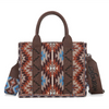 WG2213-8120SCF Wrangler Southwestern Pattern Dual Sided Print Tote Crossbody Bag - Coffee