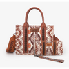 WG2213-8120SBR Wrangler Southwestern Pattern Dual Sided Print Tote Crossbody Bag - Brown