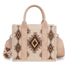 WG226-8120STN Wrangler Southwestern Pattern Dual Sided Print Tote Crossbody Bag - Tan