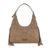 WG265-3027KH Wrangler Fringe Floral Tooled Hobo Bag - Khaki