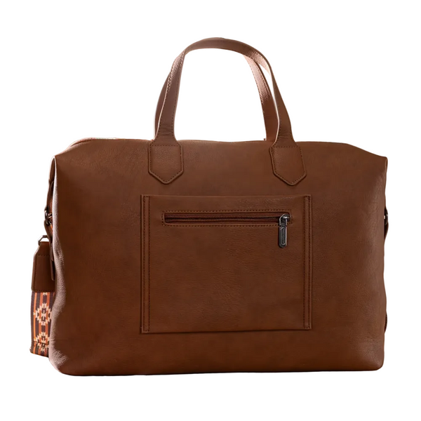WG313-5110BR Wrangler Sherpa Aztec Canvas Duffle Bag - Brown