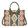 WG313-8119GN Wrangler Sherpa Aztec Canvas Tote Crossbody Purse - Green