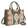 WG313-8119GN Wrangler Sherpa Aztec Canvas Tote Crossbody Purse - Green