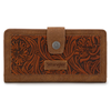 WG339-W080 Wrangler Western Floral Tooled RFID Wallet - Brown
