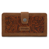WG339-W080 Wrangler Western Floral Tooled RFID Wallet - Brown