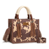 WG386-8120SLCF Wrangler Cow Print Tote / Crossbody Purse - Light Coffee