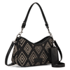 WG435-8182BK Wrangler Aztec Studded Denim Shoulder Bag with Mini Pouch - Black