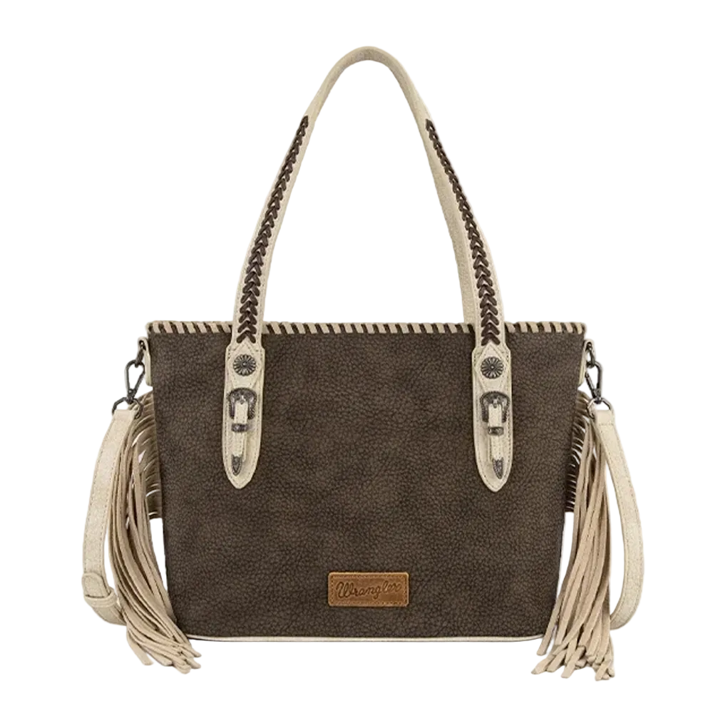 WG454-2002CF Wrangler Braided Tassel Saddle Crossbody Bag - Coffee