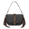 WG454-2003BK Wrangler Braided Tassel Saddle Crossbody Bag - Black