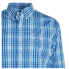 112324795 Wrangler Men's Relaxed Fit Button Down Long Sleeve Shirt- Blue Plaid