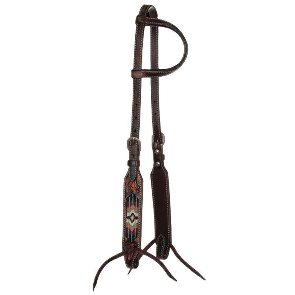 X0206-600V Circle Y One Ear Headstall Southwestern Beaded Headstall