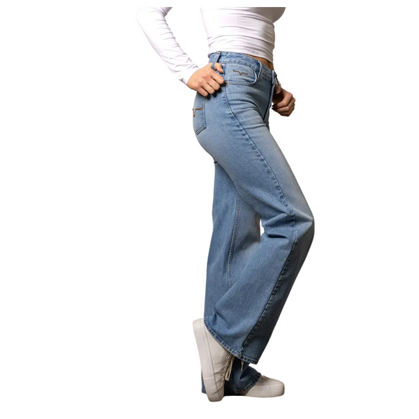 Kimes Ranch Women's Zoey High Rise Wide Leg Stovepipe Fit Jeans - Light Wash
