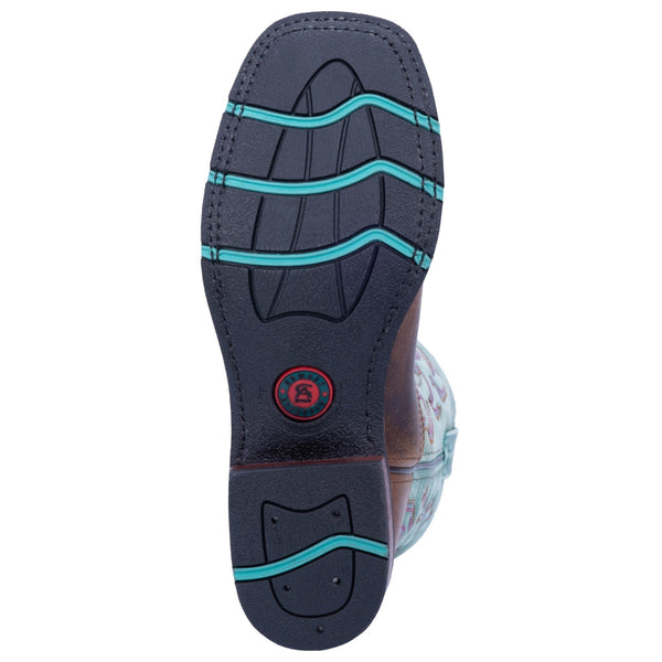 5607 Laredo Ladies Anita Square Toe Western Cowboy Boots - Brown & Turquoise