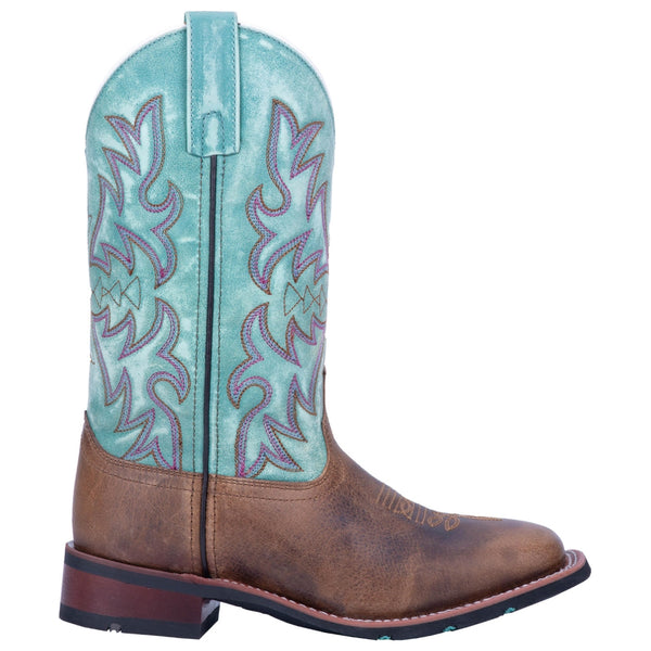 5607 Laredo Ladies Anita Square Toe Western Cowboy Boots - Brown & Turquoise