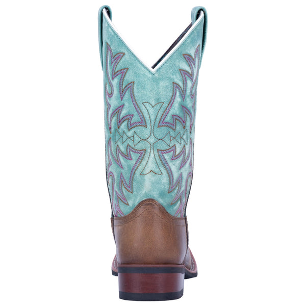 5607 Laredo Ladies Anita Square Toe Western Cowboy Boots - Brown & Turquoise