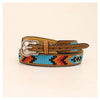 0204044 M&F Hatband Brown with Aztec Fabric Overlay