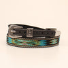 0204801 5/8 Inch Black Ribbon Style Hatband with Colorful Southwest Design